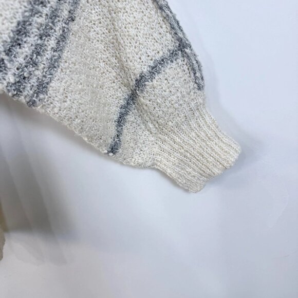 Joie Textured Knit Plaid Cardigan Sweater Size M Cream Gray Preppy Academia - Picture 5 of 7